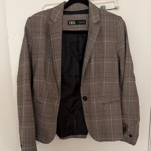 Zara Women's Classic Checkered Blazer